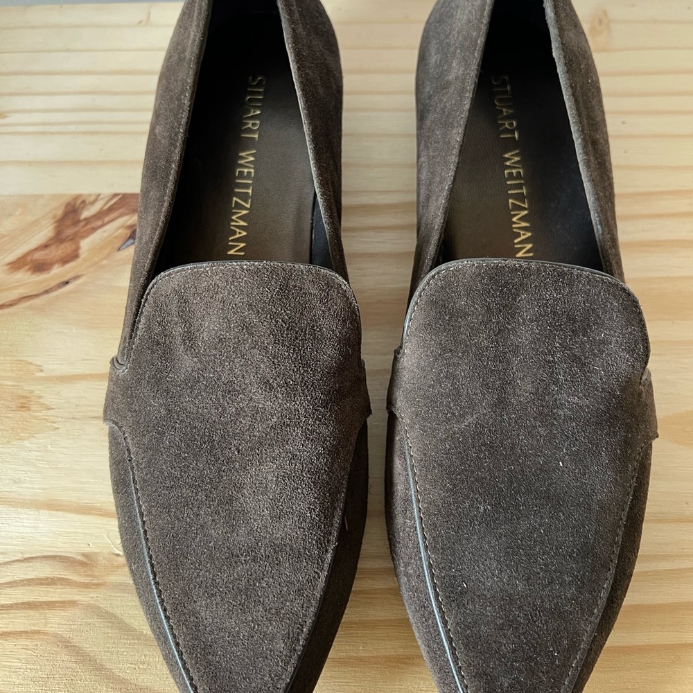 Stuart Weitzman Dark Green Suede Loafers